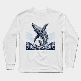 Tribal Humpback Whale Long Sleeve T-Shirt